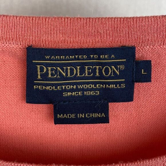 Pendleton Silk Blend Long Sleeve Coral Crew Neck Tee T Shirt L - Picture 5 of 7